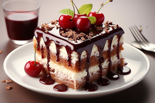 A dessert with cherries and cherries on it