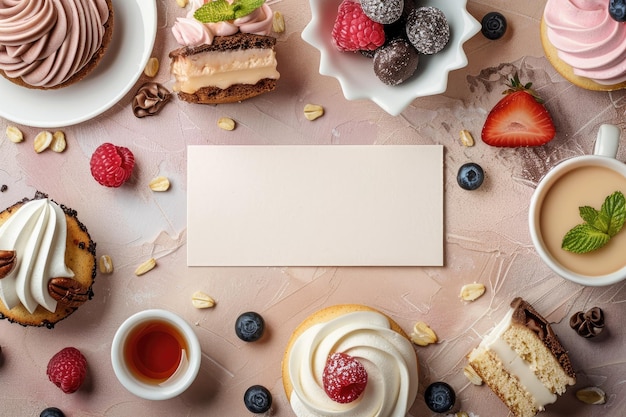 Photo desserts business horizontal business card template