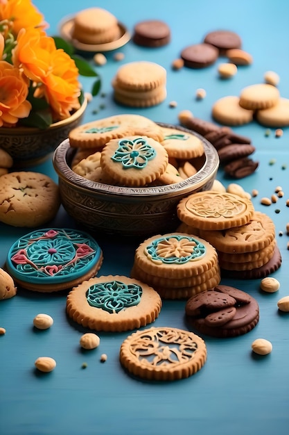 Desserts Eid alFitr Eid Cookies Arabic filled Pistachio or nut Ramadan