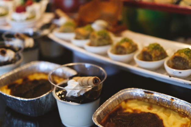 Desserts at a hotel buffet