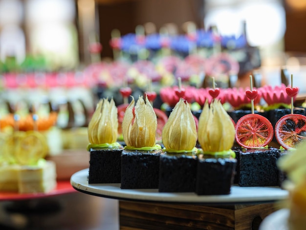 Desserts at a hotel buffet