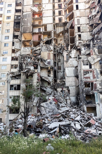 Destroyed building in North Saltivka Kharkiv Ukraine