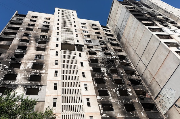 Destroyed building in North Saltivka Kharkiv Ukraine