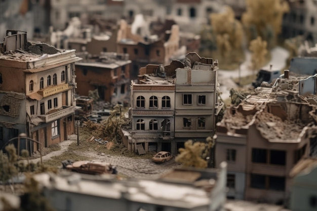 Destroyed city after war