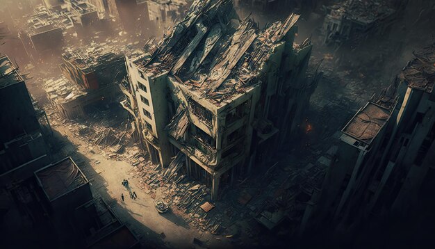 the destroyed city illustration