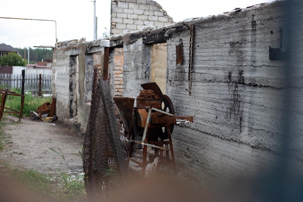 Destroyed houses after fires and artillery and bombs during russias invasion of ukraine