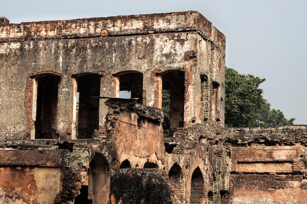 Destroyed old abandoned brick structural building