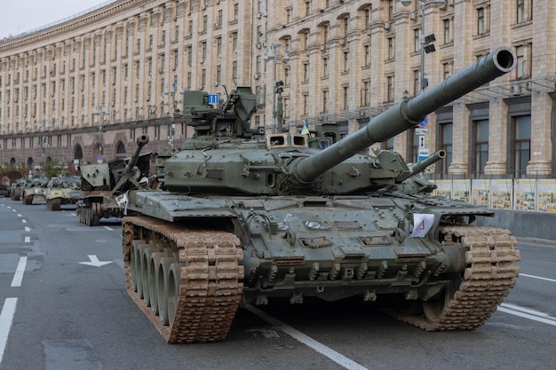 Destroyed Russian military equipment in the center of Kyiv on Khreschatyk