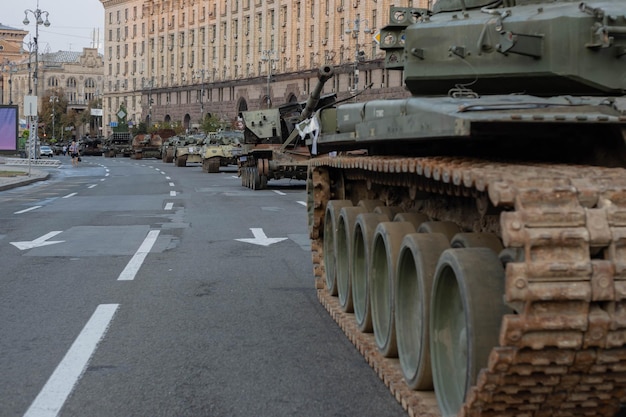 Destroyed Russian military equipment in the center of Kyiv on Khreschatyk