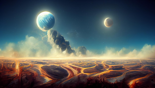 Destruction of planets concept art illustration background image