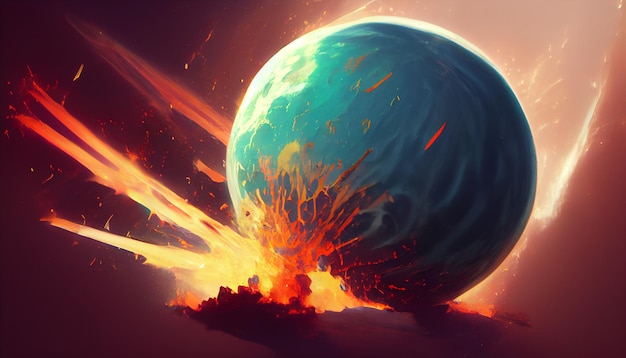 Destruction of planets concept art illustration background image