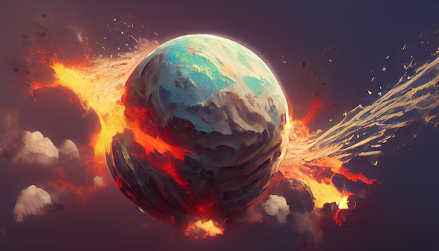 Destruction of planets concept art illustration background image