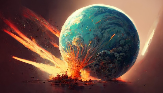 Destruction of planets concept art illustration background image