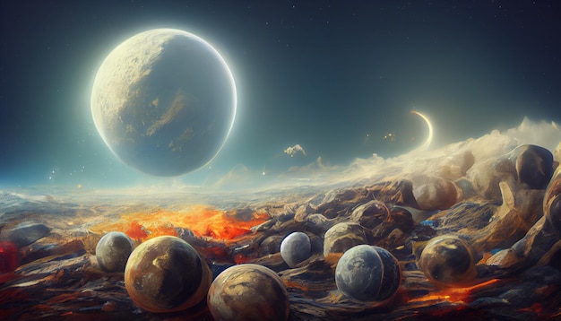 Destruction of planets concept art illustration background image