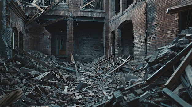 Photo destruction and ruins the aftermath of collapsed structures