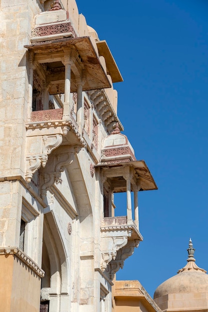 Detail of architecture decorated facade in Udaipur Rajasthan India