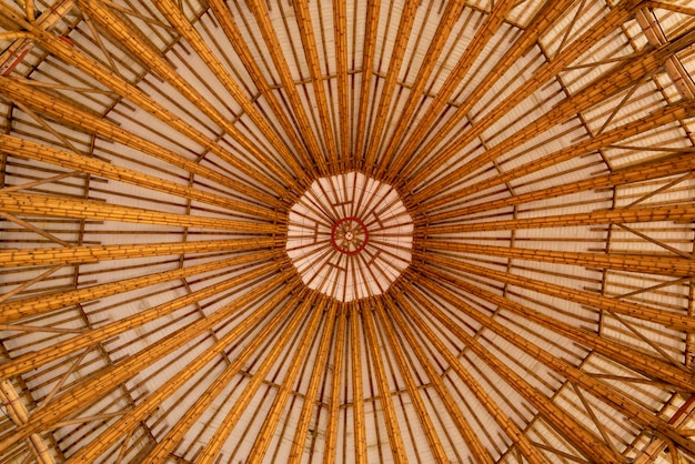 Detail of a bamboo roof construction in Colombia Manizales Caldas Antioquia South America