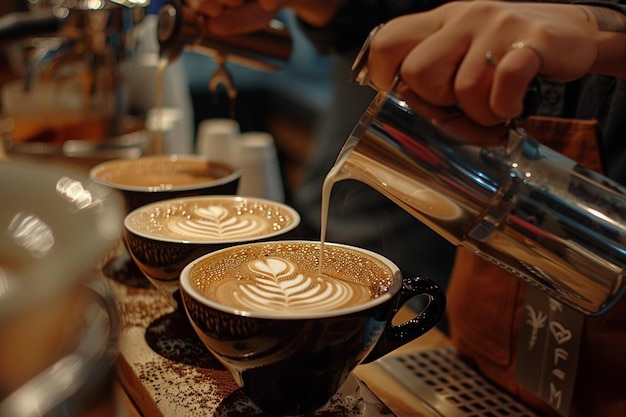 Detail the baristas satisfaction as they admire th generative ai