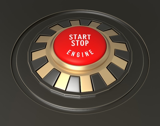 Detail of car start - stop button. Digitally Generated Image