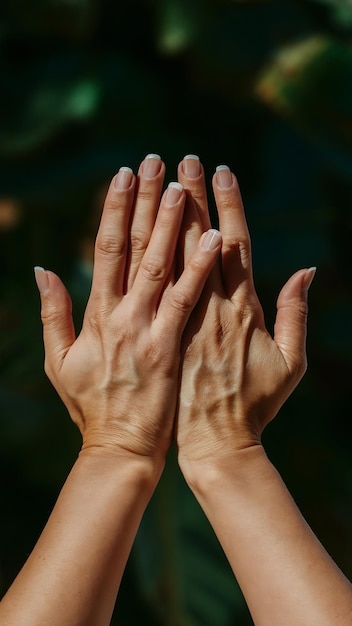 Detail Close up white skin texture of the hands with pattern from sun