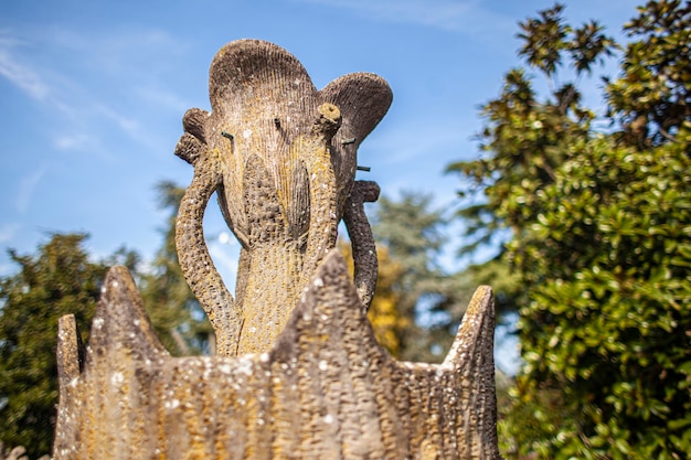 Detail of Concrete garden decoration in a sunny day