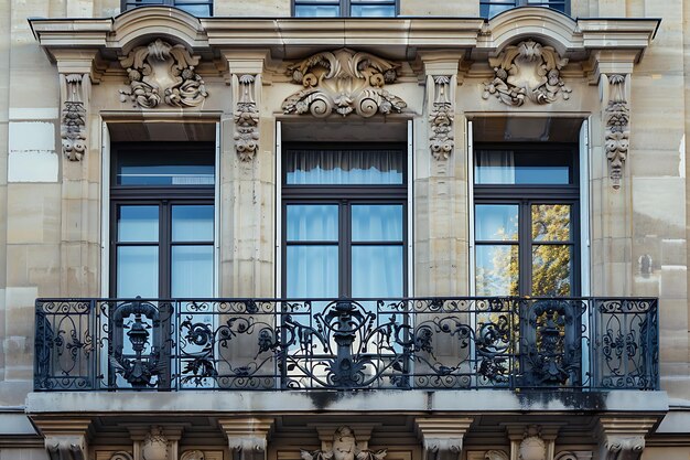 Photo detail of the facade of a building in paris france