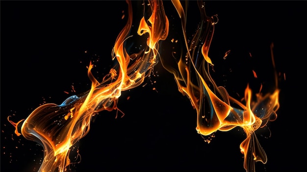 Detail of fire sparks isolated on black background