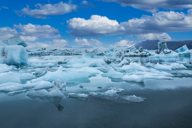 Detail of the frozen Jokursarlon lake among giant ice, iceland