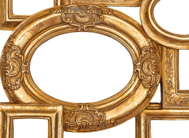 Detail of golden framework isolated on white