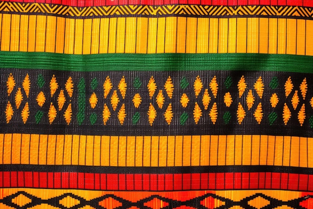 Detail of kente cloth patterns for kwanzaa celebration