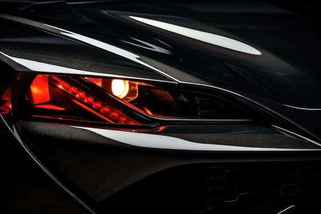 Detail On Led Headlights Of Supercar