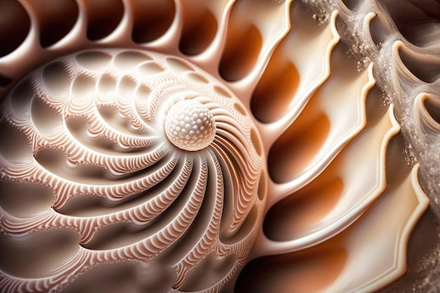 Detail of a marine seashell in macro Incredible shell hue and luxurious pearl texture