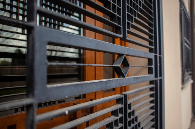 Detail of Metal armored grates door