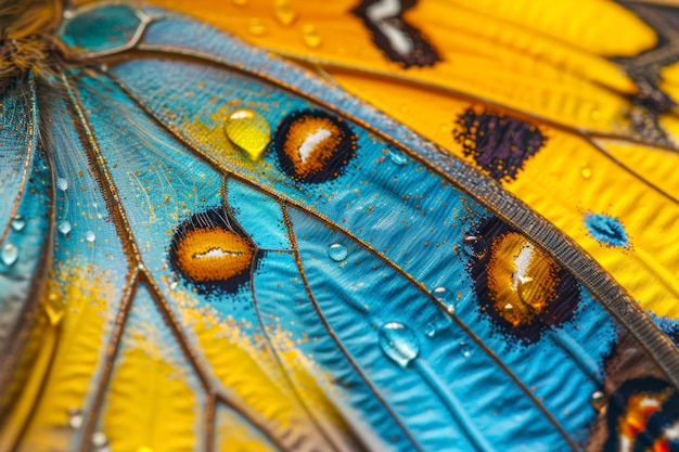 Photo detail of morpho butterfly wing super close up