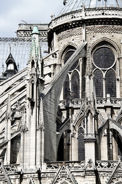 Detail of Notre-Dame de Paris cathedral, Paris, French