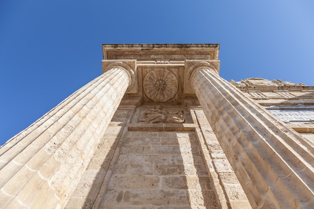 Detail in prospective of Roman columns, Italy