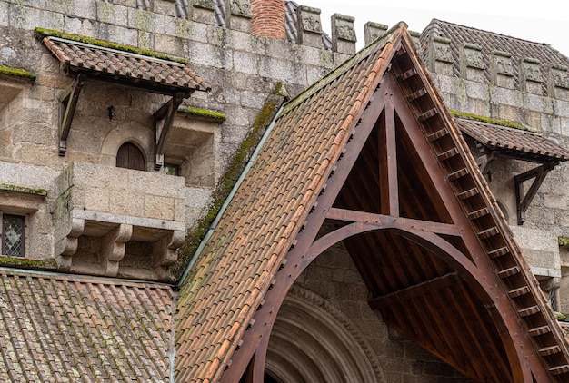 Detail of the roof and walls of the palace of the Dukes of Braganza