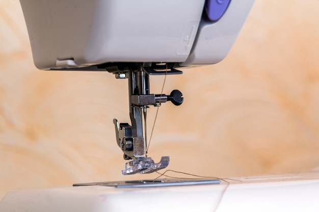 Detail of sewing machine and sewing accessories.