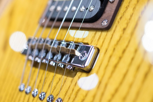 Detail shot of an electric guitar