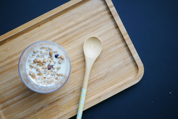 Detail shot of granola Musli in a bowl