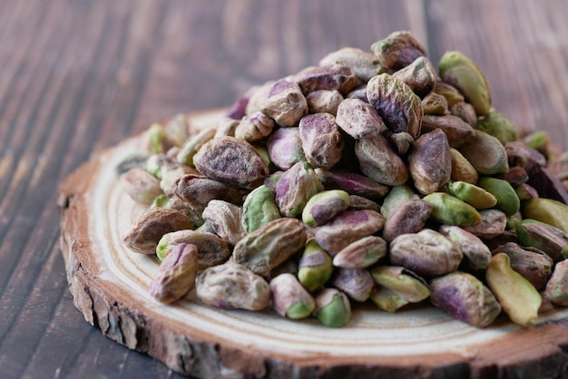 Detail shot of pistachios nut on in bowl