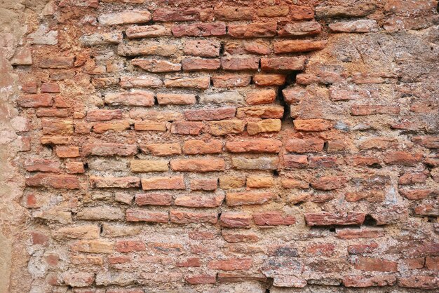 Detail show of old red brick wall