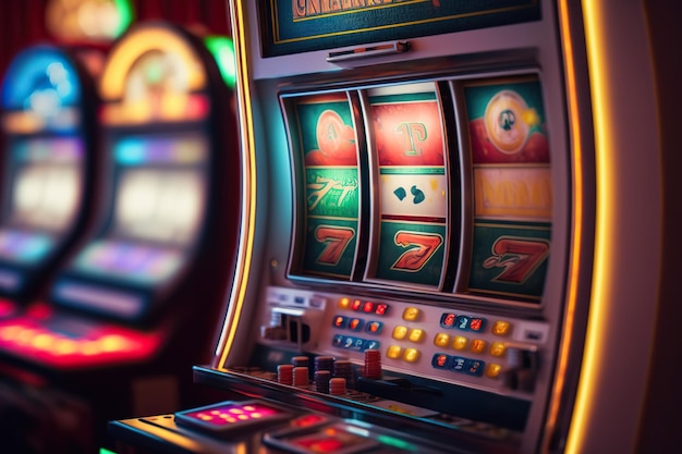 Detail of a slot machine in a casino Ai generated