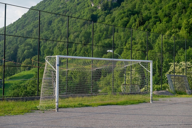 Detail of the soccer field goal net