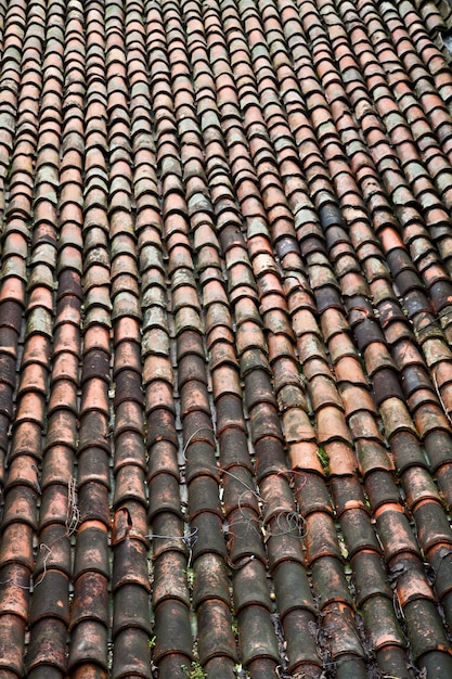 Detail of a traditional roof, pattern of tiles