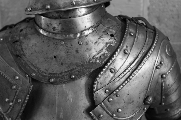 Detail of the upper part of an armor of medieval knight.