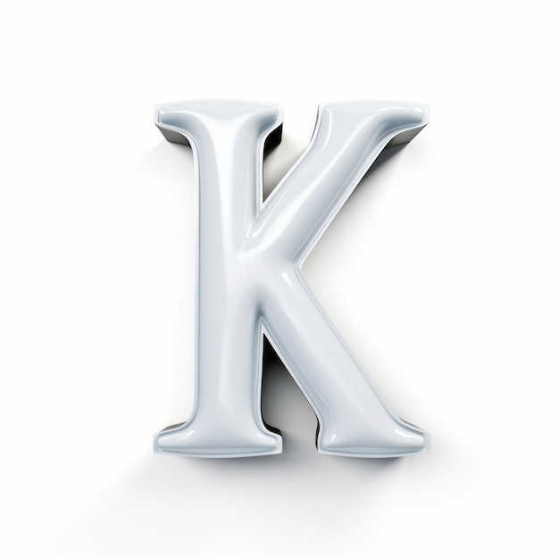 Photo detailed 3d illustration of silver letter k on white background