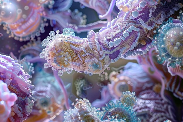 Detailed 3D illustrations of microscopic cellular biology