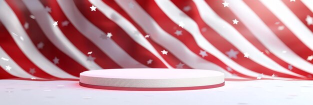 Detailed 3D of a redwhiteand blue striped American flag backdrop with a clear copy space in the centershowcasing a vibrant patriotic display with a clear background