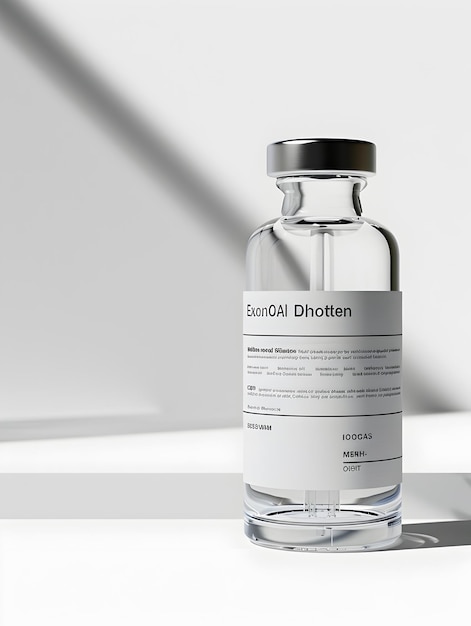 Detailed 3D render of an insulin pharmaceutical vial with a cleanminimalist design and product